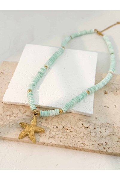 Golden Thread Χειροποίητο Κολιέ "Starfish Memories" με Μέντα Χάντρες & Επίχρυ...