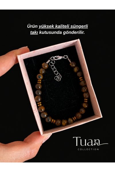 Tuan Collection Unisex Tiger's Eye Hematite Natural Stone Bracelet Steel Material Daily Use Grounding Power and Energy