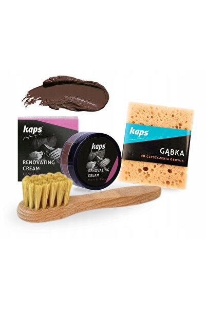 kaps Kit de ingrijire a incaltamintei, Kaps, Crema renovatoare maro, 25 ml, P...