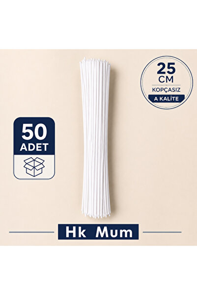 hk 25 cm Kopçasız A Kalite Mum Fitili – Parafin Kaplı Pamuk Fitil | Kap İçi v...