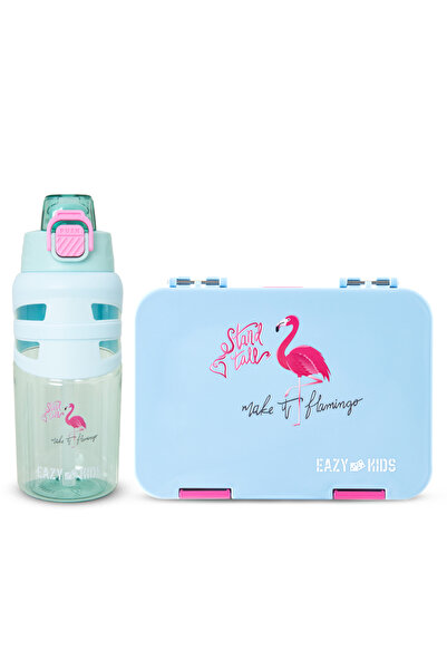 Eazy Kids 4 Compartment Bento Lunch Box w/ Flip Top Water Bottle 750ml – Flam...