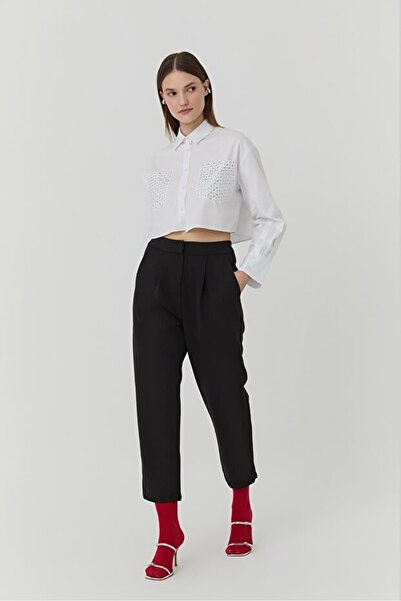 Quzu Women's Canvas Trousers 71154 Black