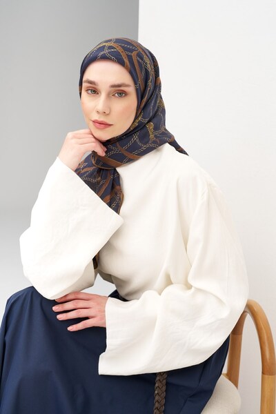 Silk Home حزام وشاح مونار باللون الأزرق الليلي 90x90