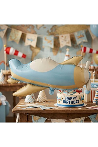 DODOMAR Retro Airplane Foil Balloon 78X42 cm Airplane Themed Birthday Party D...