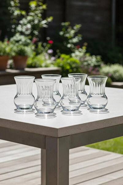 LAV Mira Set of 6 Glass Tea Cups – Stylish and Modern Tea Cups 160 ml