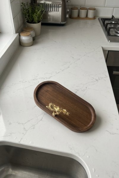 GO BLOBS Amber Bottle Soap Dispenser Glass 2-Piece Liquid Soap-Dishwashing Liquid Kitchen Organizer Luxury Gold Deer Wood Stand