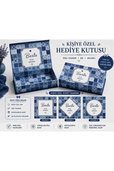 YEAP OFFICE Hediyelik Kişiye Özel Çikolata Kutusu ve Etiket Seti - Doğum Çiko...
