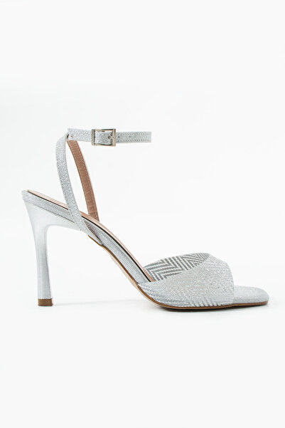 Sira Official Ruby Silver Patterned Evening Dress Heeled Shoes