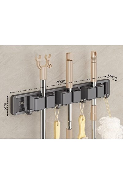 Choice4 4 Hooks black Mop and Broom Organizer Mop Holder Rack Mop Holder Wall...