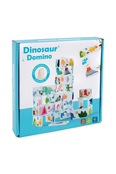 SARALMA Set educativ premium de domino cu dinozauri din lemn pentru dezvoltar...