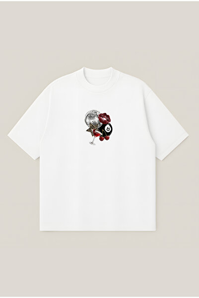 Moon Dancer Cherry Disco Oversize Boxy Cut Unisex 100% pamučna majica sa prin...