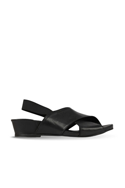 BUENO Black Leather Women's Heeled Sandals