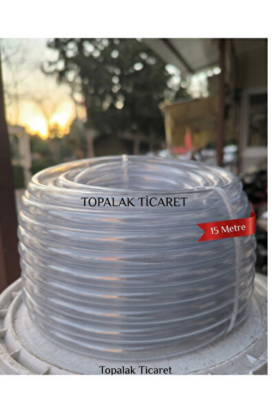 TOPALAKTİCARET 15 Metre1/2" Şeffaf Yumuşak Su Hortumu 12 Mm Çapında Klima Tah...