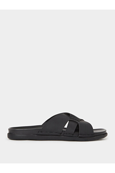 Styli Men Solid Cross-Strap Sandals