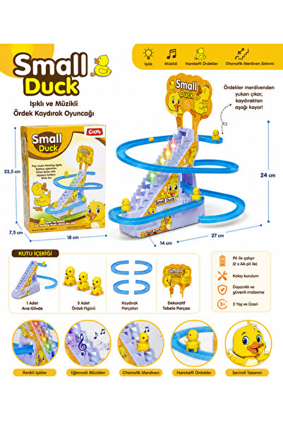 DoruCO Small Duck Merdivenli Ördek Kaydırak Oyuncağı Işıklı ve Müzikli Eğitic...