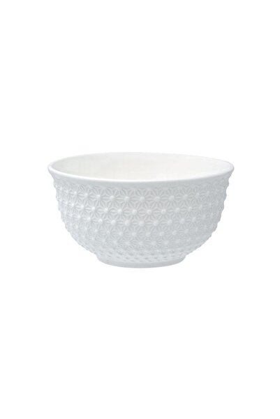 OEM Bol alb din porțelan 450 ml, model reliefat, elegant și practic pentru se...