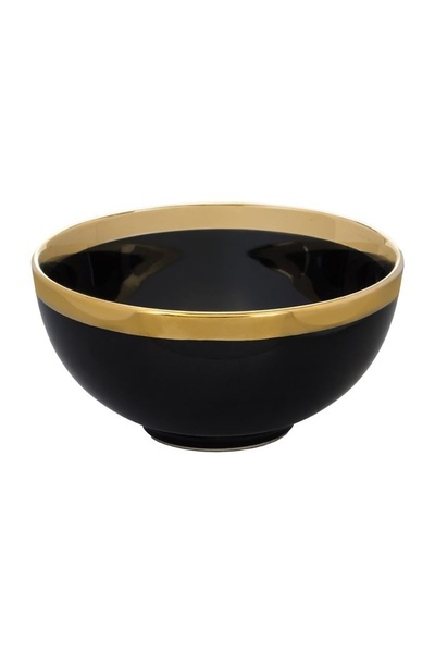 OEM Bol negru din ceramică 520 ml, margine aurie, elegant și practic pentru s...