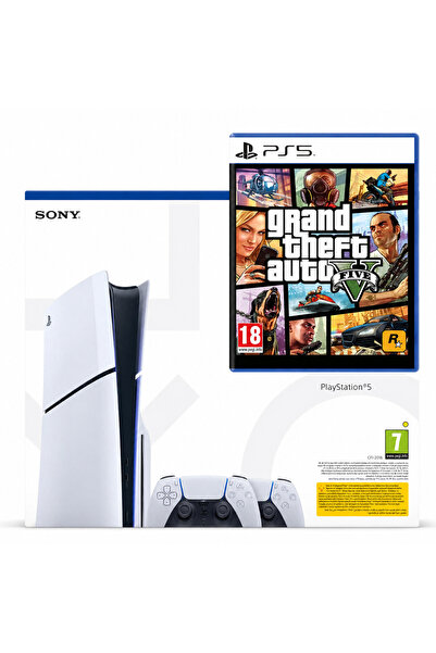 Sony Consolă PlayStation 5 PS 5 SLIM + 2 Controllere Second-Hand + Joc GTA V ...