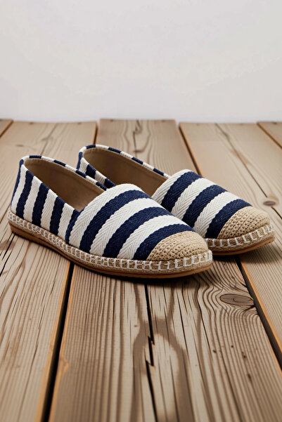 BENERLY Γυναικεία ριγέ παπούτσια Espadrille με ίσια τακούνια, σόλα Neolit, επ...