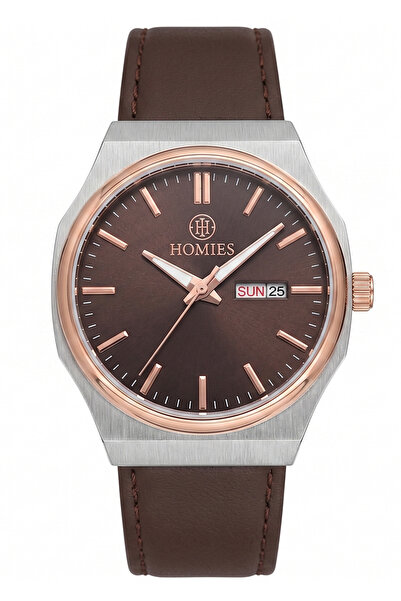 Homies Men's Brown Leather Cord Brown Dial Calendar Wristwatch 2 Years Warranty