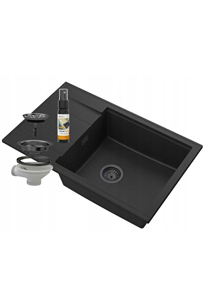 Granitan Set chiuveta cu sifon, solutie intretinere, Granitan, Granit, Negru