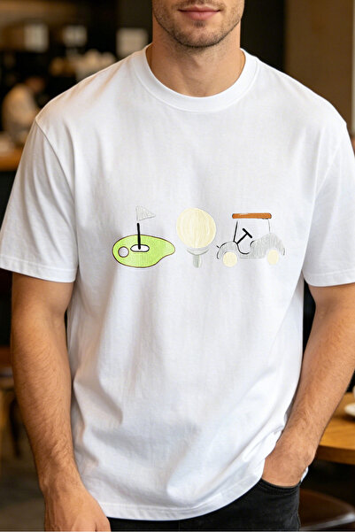 Fleck Casual Style T Shirts For Men Golf Theme Mens Printed T Shirts
