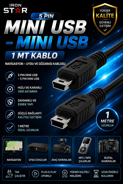 IRONSTAR Mini USB kablo 5 pin / 5 pin mini USB erkek erkek kablo / araç Navig...