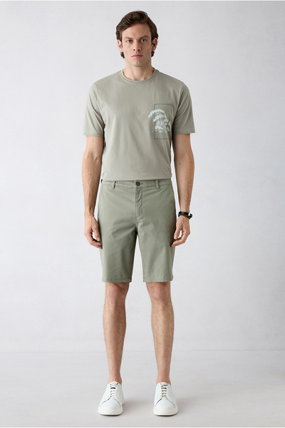 Kiğılı Regular Fit Standard Cut Cotton Bermuda Shorts with Side Pockets