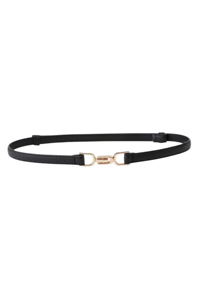 OEM Curea de dama, neagra, piele ecologica, 105 cm, design reglabil