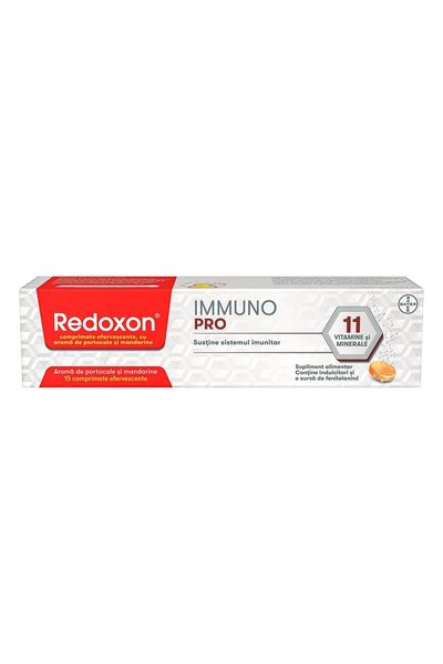 Redoxon Immuno Pro Vitamina C 1000mg, portocale și mandarine, 15 comprimate e...