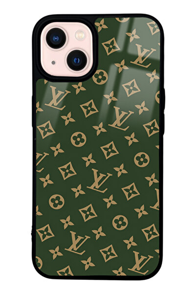 Spoyi iPhone 13 Green LV Tasarımlı Glossy Telefon Kılıfı