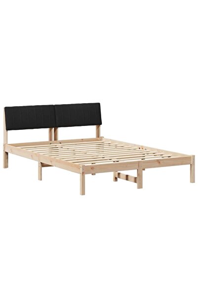vidaxl Cadru de pat Maro și negru 140 x 190 cm Lemn masiv de pin