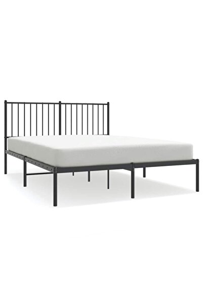 vidaxl Cadru de pat metalic cu tăblie, negru, 135x190 cm