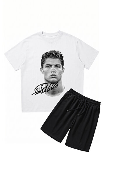 DASH WEAR Retro Portuguese Star Printed Oversize T-Shirt - Shorts Set