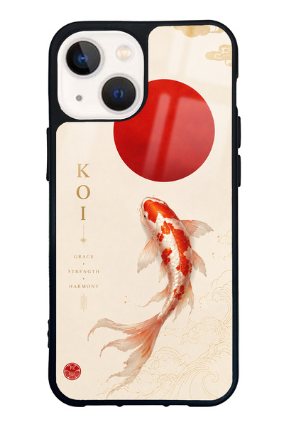 Spoyi iPhone 13 Mini Minimal Koi Grace Design Glossy Phone Case