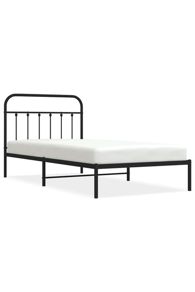 vidaxl Cadru de pat din metal cu tăblie, negru, 100x200 cm