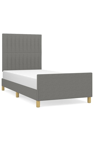 vidaxl Cadru de pat fără saltea, gri închis, 90x200 cm, textil