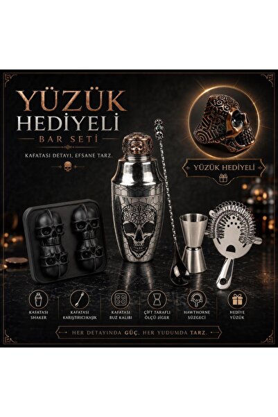Globy Kuru Kafa 6 Parça Kokteyl Bar Seti – Yüzük Hediyeli
