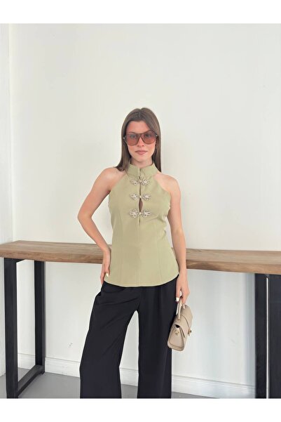 Ekim Store Kineska bluza sa zatvorenim ovratnikom