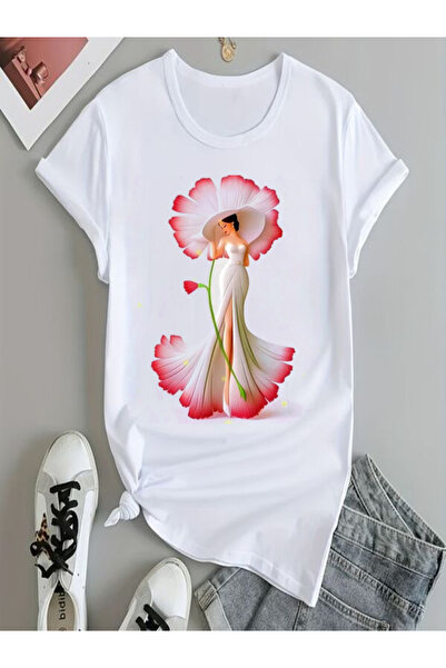 COZYWEAR Floral Patterned Women's Oversize T-Shirt