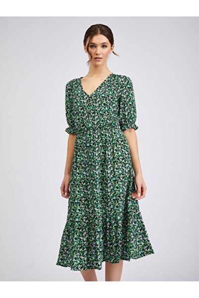 ORSAY Rochie verde de damă cu imprimeu