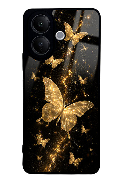 Spoyi Vivo V60 Lite Yellow Galaxy Butterfly Tasarımlı Glossy Telefon Kılıfı