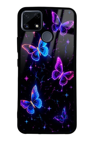 Spoyi Realme C25 Glossy Phone Case with Neon Butterfly Dream Design
