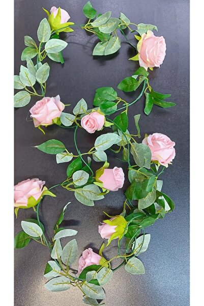 LUCIDIUSDECOR Ghirlandă florală din material textil cu 9 trandafiri roz pal -...