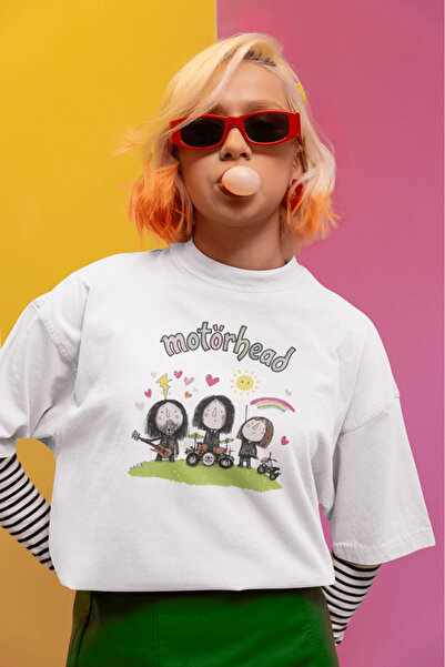 buzagi tasarım ürünleri Motörhead White Oversize T-Shirt