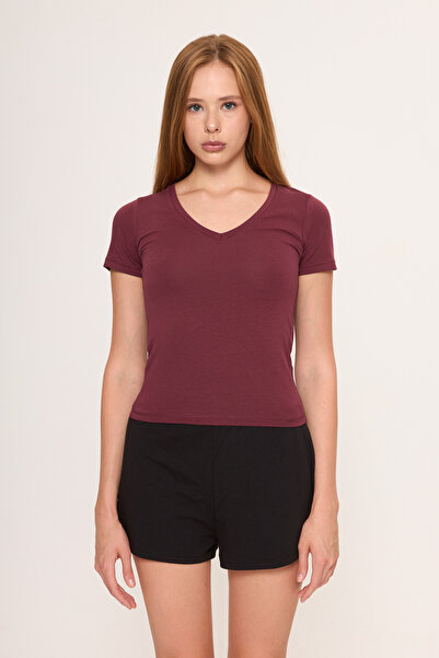 Zoor Ultra Soft Combed Modal V-Neck Short Sleeve Blouse