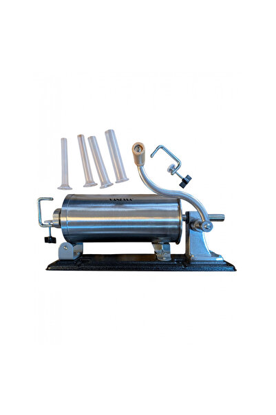 Vanessa Masina de umplut carnati manuala inox 5 kg orizontala cu 4 palnii + R...