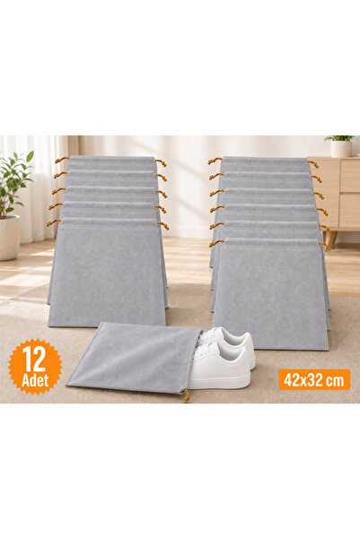 Balkan Room 12 Pieces Gray Drawstring Shoe Storage Bag Travel Pouch Multipurp...