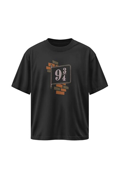 buzagi tasarım ürünleri Harry Potter Unisex Oversize Black T-Shirt