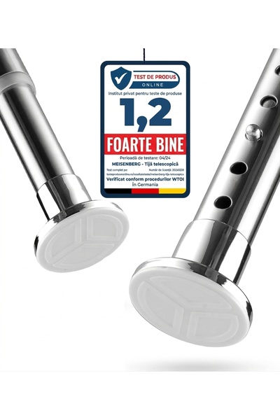 MEİSE Telescopic Curtain Rail, Installation Without Drilling, 210-260 Cm, Ø25...